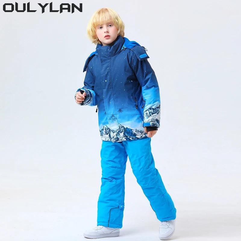 여아 남아용 스키 세트, 겨울-30 ℃, 어린이 스키 스노보드 의류, 따뜻한 방수 재킷 바지, 어린이 의류 세트, 신제품